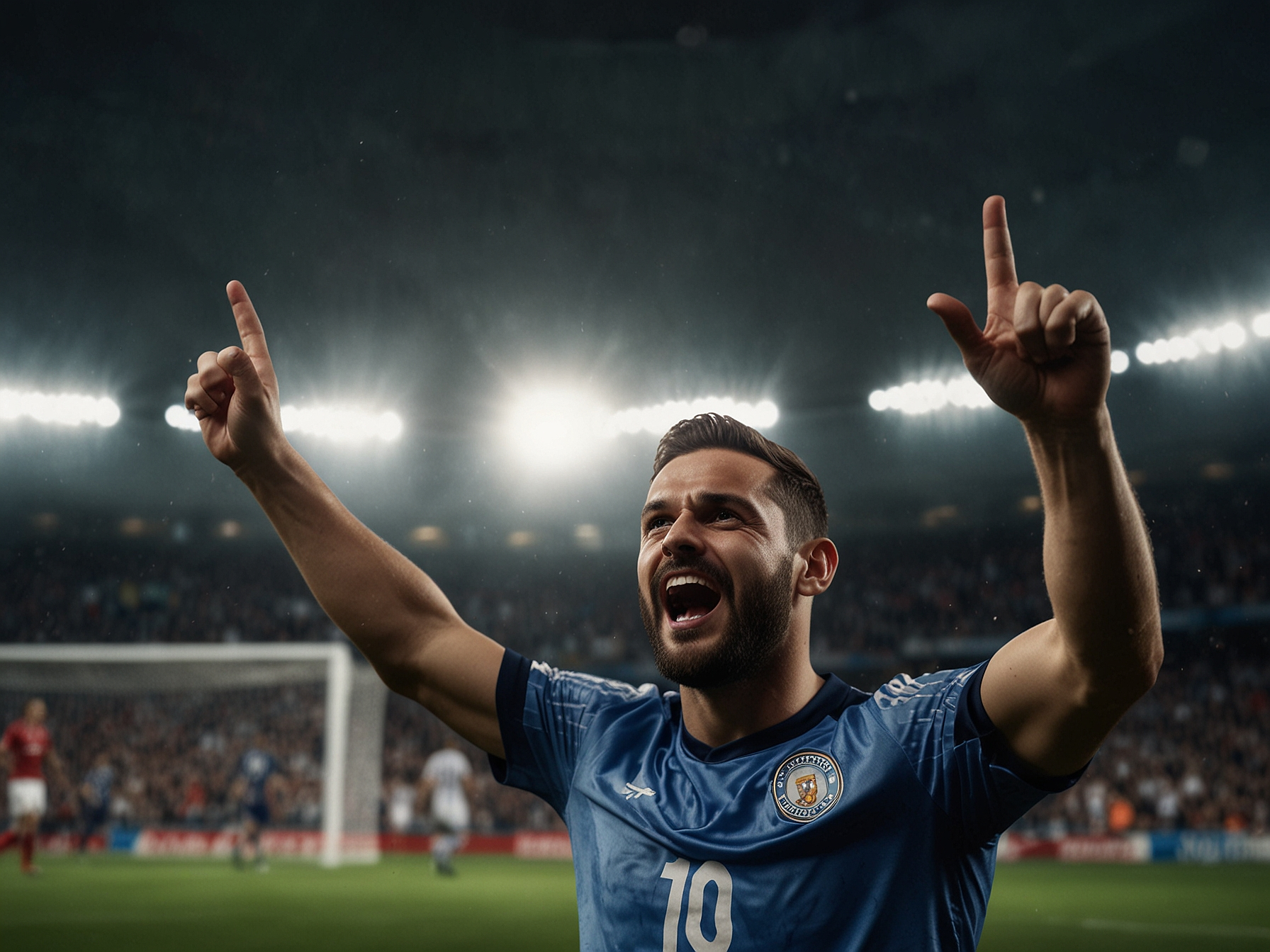 Dynamic athlete on stadium hero banner